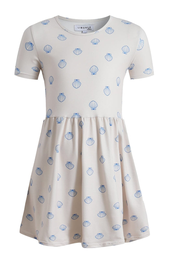 Liberte Ami - Alma-Ss-Babydoll-Dress (Kids) 9652 - Ivory Cobolt Shell