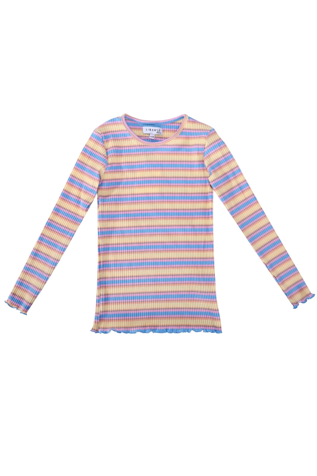 Forudbestilling - Liberte Ami - Natalia-Ls-Blouse-Kids - Yellow Rose Blue Stripe Bluser 