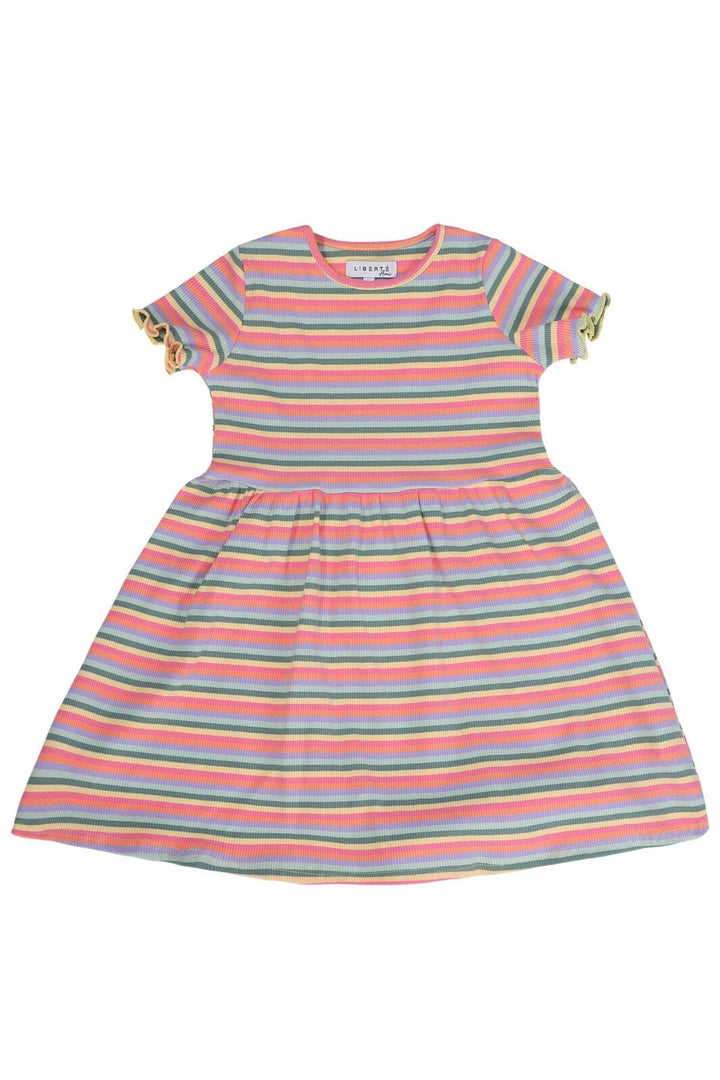 Liberte Ami - Natalia-Ss-Dress-Kids 21233 - Multi Orange Pink Stripe