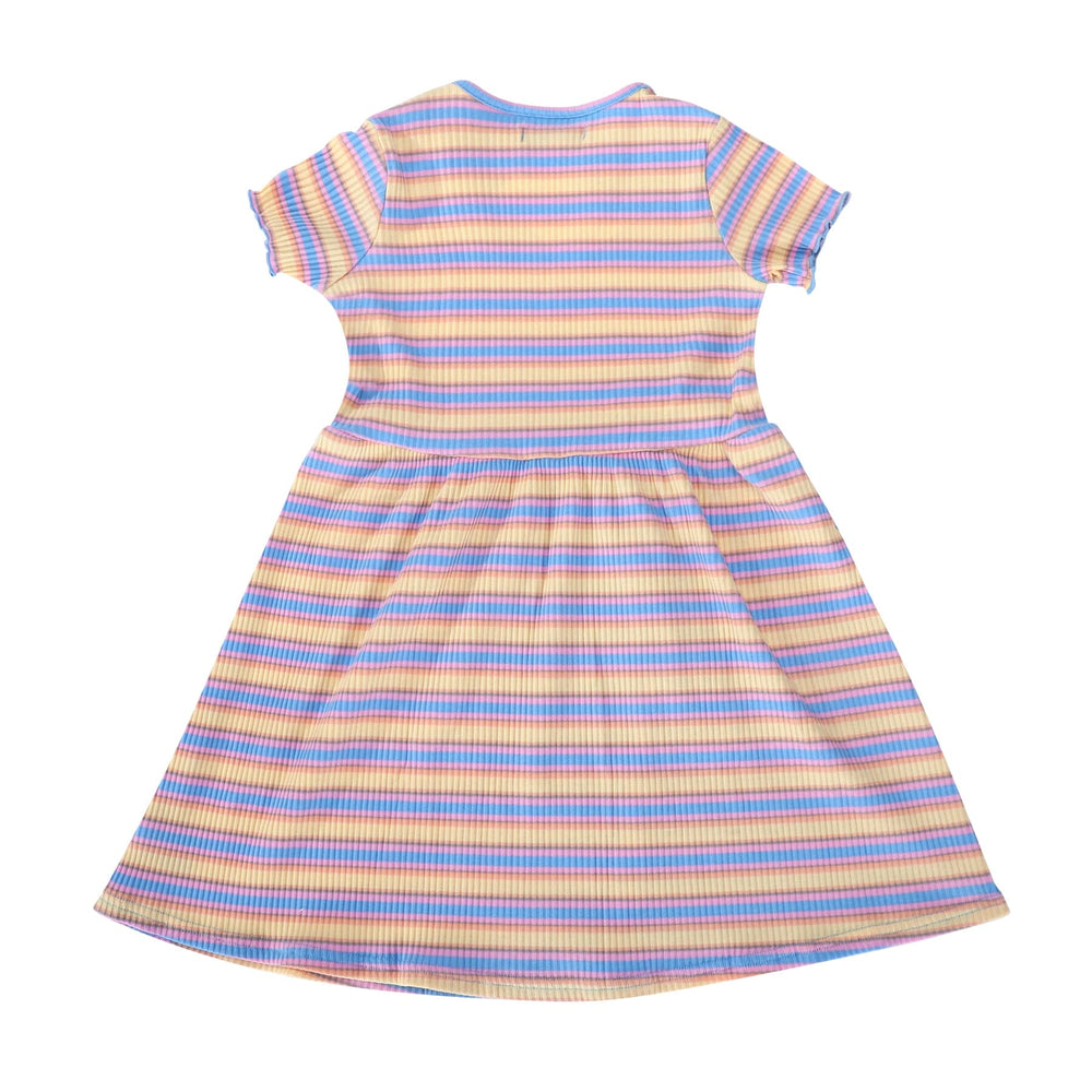 Forudbestilling - Liberte Ami - Natalia-Ss-Dress-Kids - Yellow Rose Blue Stripe Kjoler 