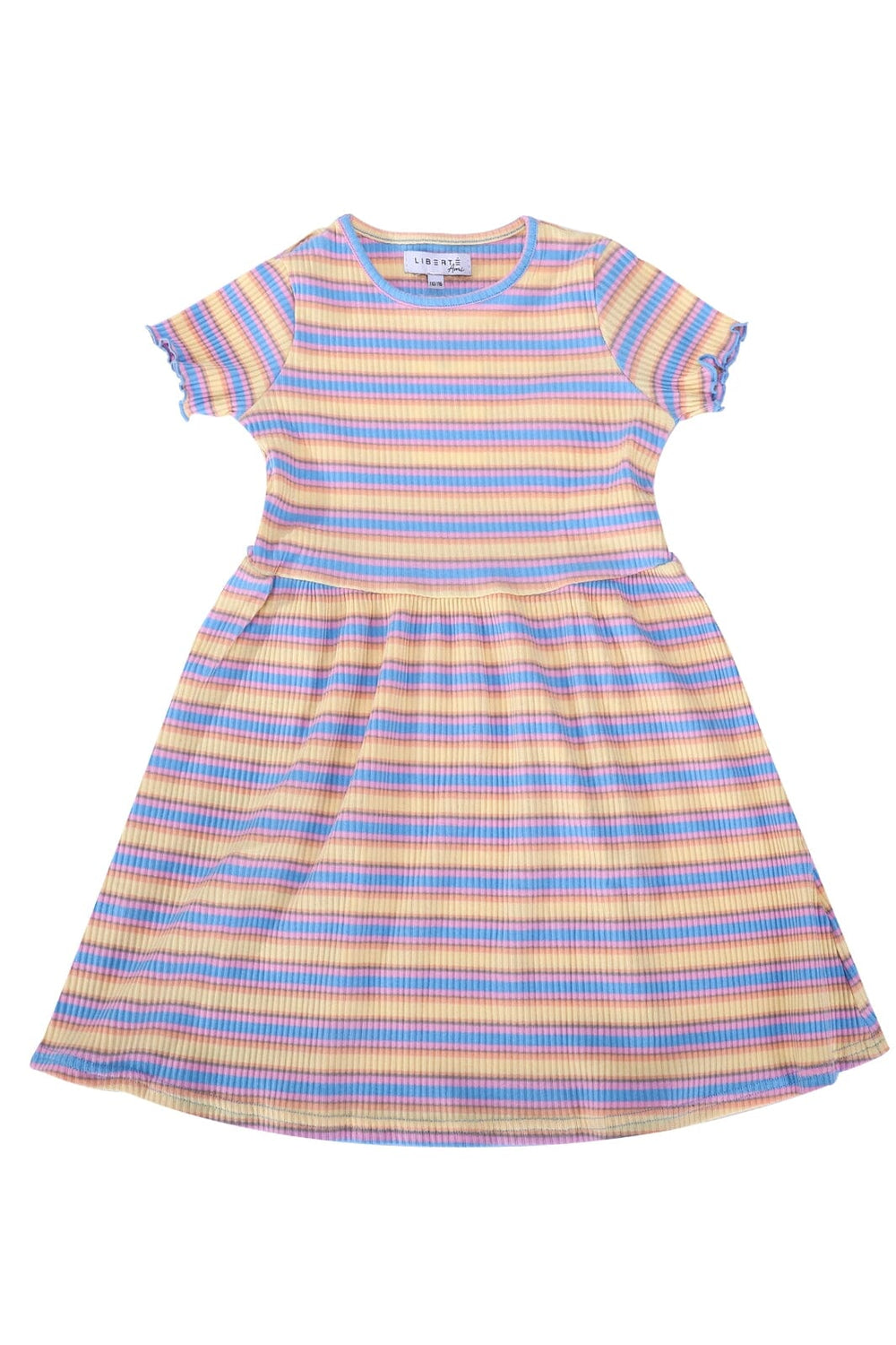 Forudbestilling - Liberte Ami - Natalia-Ss-Dress-Kids - Yellow Rose Blue Stripe Kjoler 