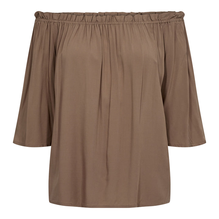 Forudbestilling - Liberte - Odette-Offshoulder-Blouse - Light Brown Bluser 