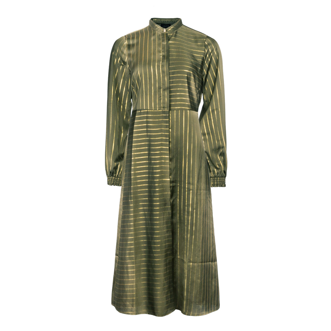 Forudbestilling - Liberte - Silja-Ls-Dress - Army Gold Pinstripe Kjoler 