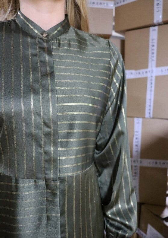 Forudbestilling - Liberte - Silja-Ls-Shirt - Army Gold Pinstripe Skjorter 