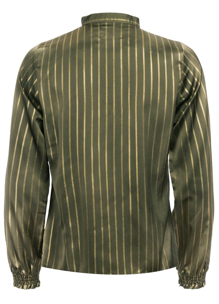 Forudbestilling - Liberte - Silja-Ls-Shirt - Army Gold Pinstripe Skjorter 
