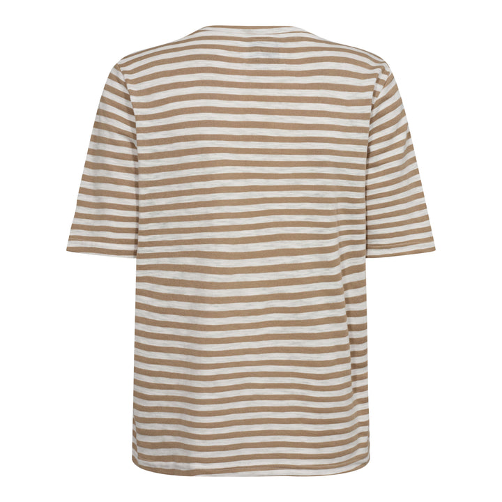 Forudbestilling - Liberte - Ulla-Ss-Vneck-Stripe-Tshirt - Army White Stripe T-shirts 