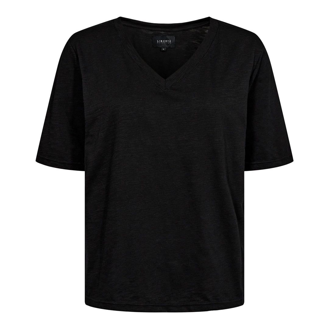 Forudbestilling - Liberte - Ulla-Ss-Vneck-Tshirt - Black T-shirts 