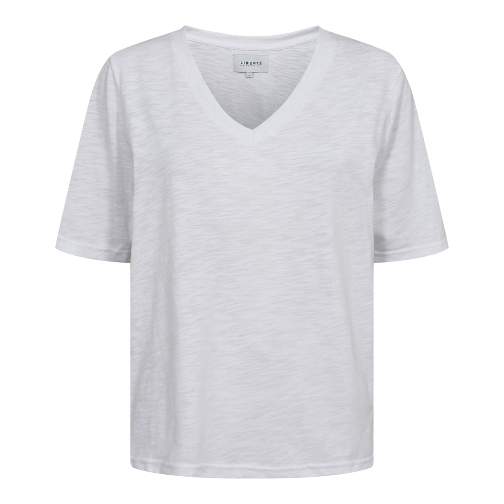 Forudbestilling - Liberte - Ulla-Ss-Vneck-Tshirt - White T-shirts 