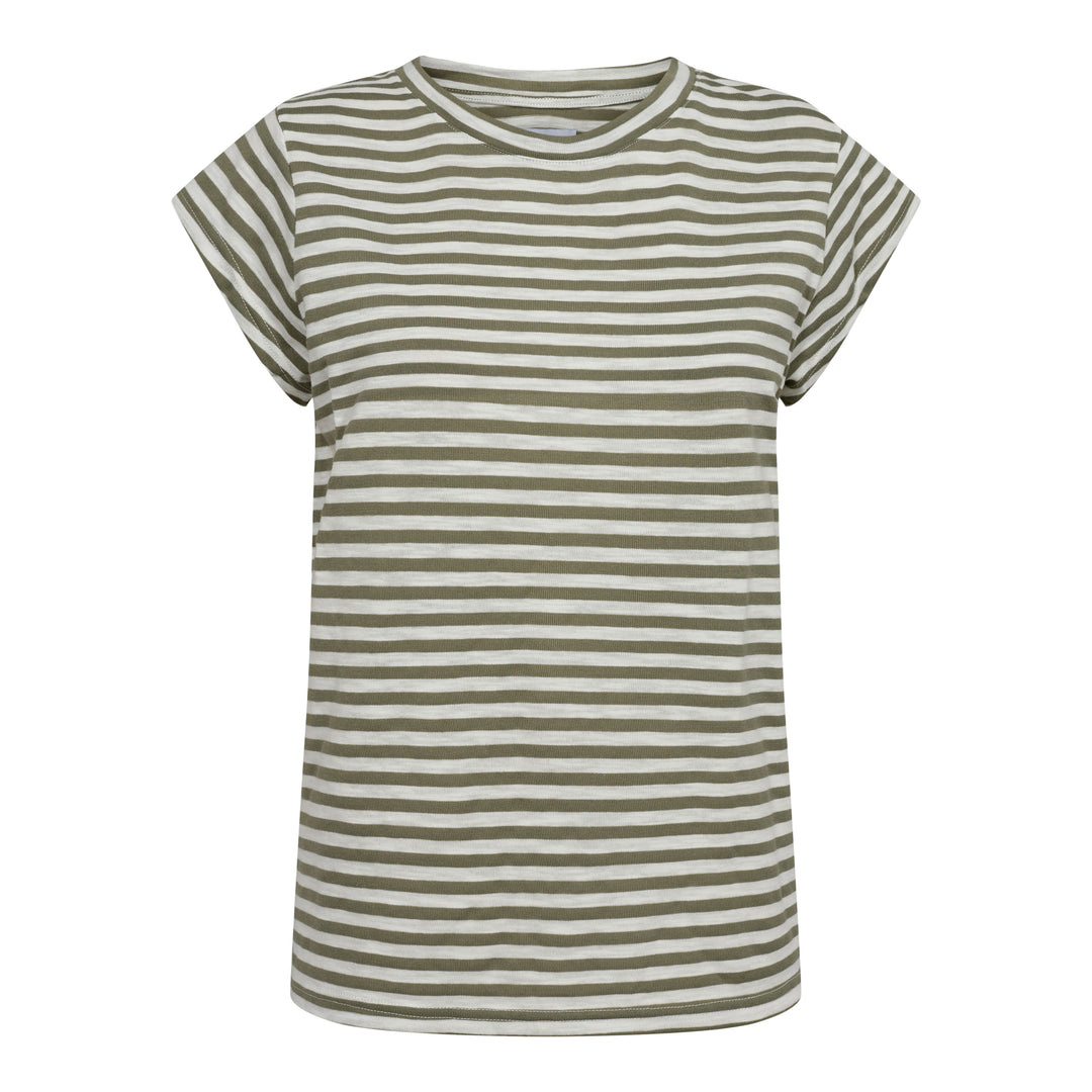 Forudbestilling - Liberte - Ulla-Stripe-Tshirt - Army White Stripe T-shirts 