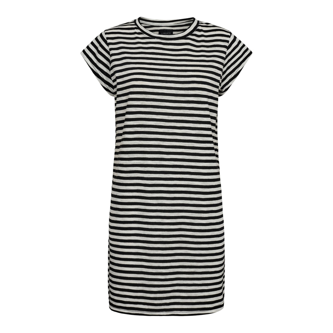 Forudbestilling - Liberte - Ulla-Stripe-Tshirt-Dress - Black White Stripe Kjoler 