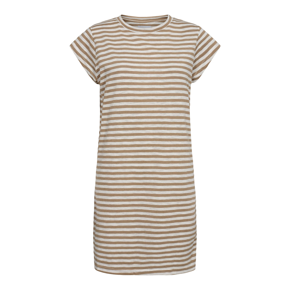 Forudbestilling - Liberte - Ulla-Stripe-Tshirt-Dress - Light Brown White Stripe Kjoler 