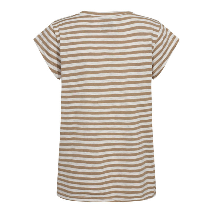 Forudbestilling - Liberte - Ulla-Stripe-Tshirt - Light Brown White Stripe T-shirts 