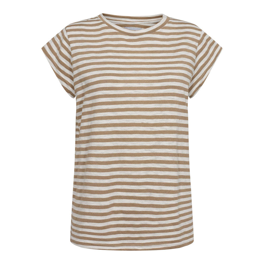 Forudbestilling - Liberte - Ulla-Stripe-Tshirt - Light Brown White Stripe T-shirts 