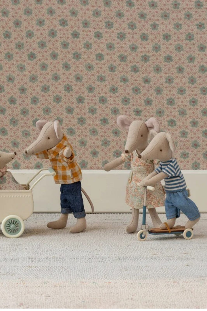 Maileg - Løbehjul, Mus - Blå - Mouse Acc