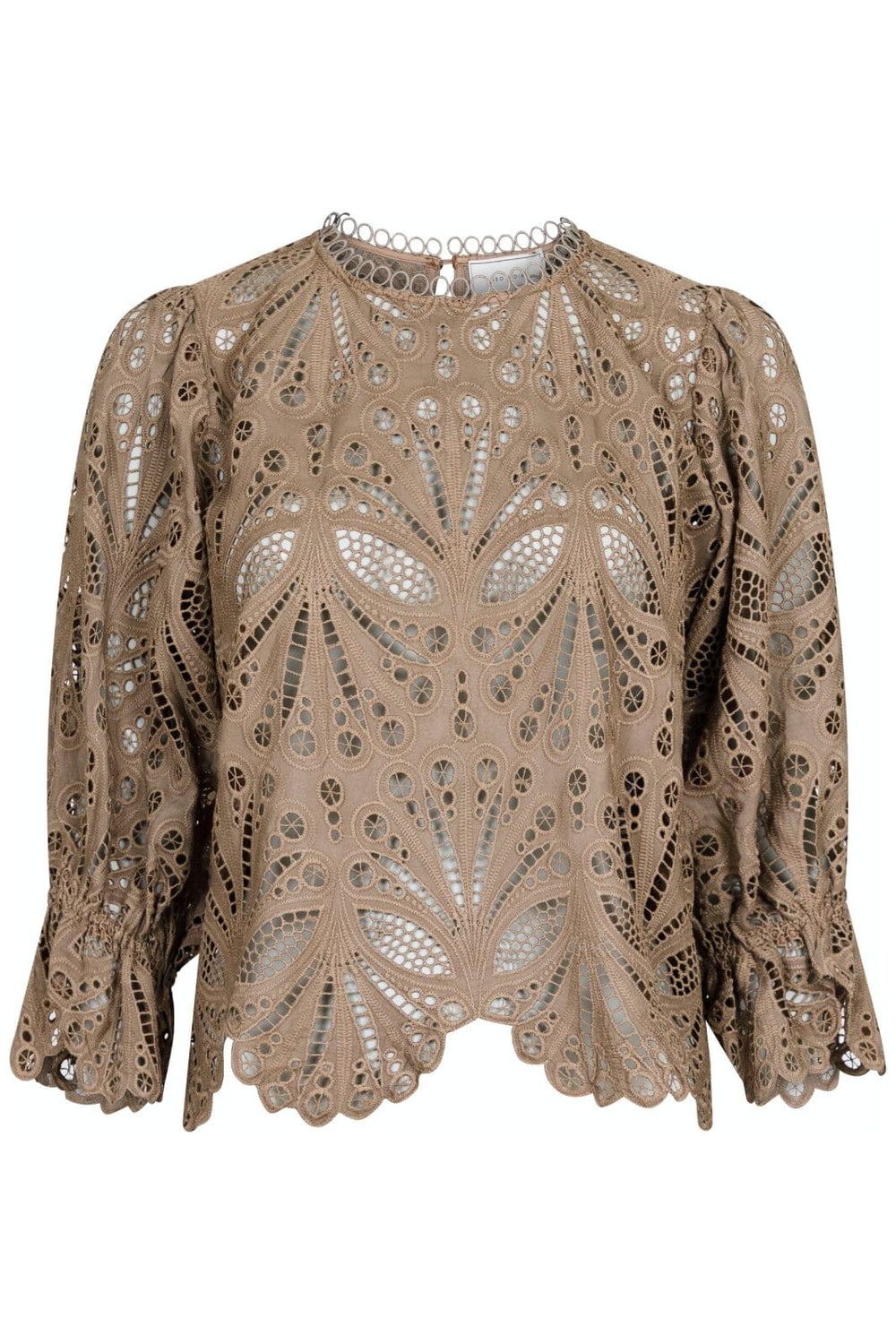 Forudbestilling - Neo Noir - Adela Embroidery Blouse - Taupe Bluser 