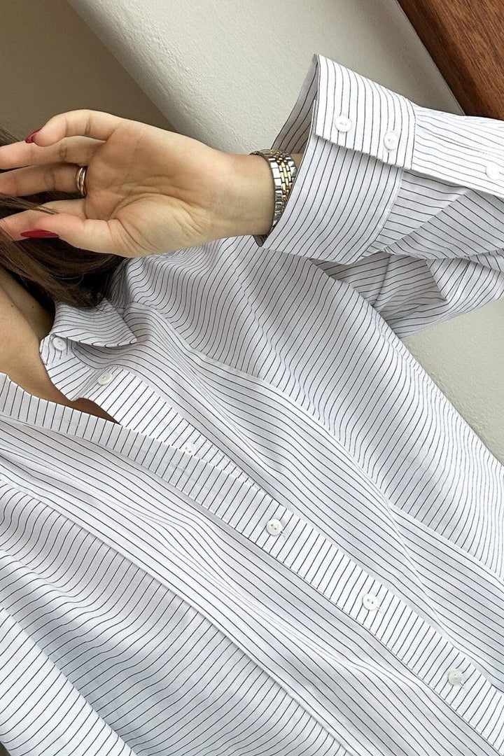 Forudbestilling - Neo Noir - Gili Stripe Shirt - White Skjorter 