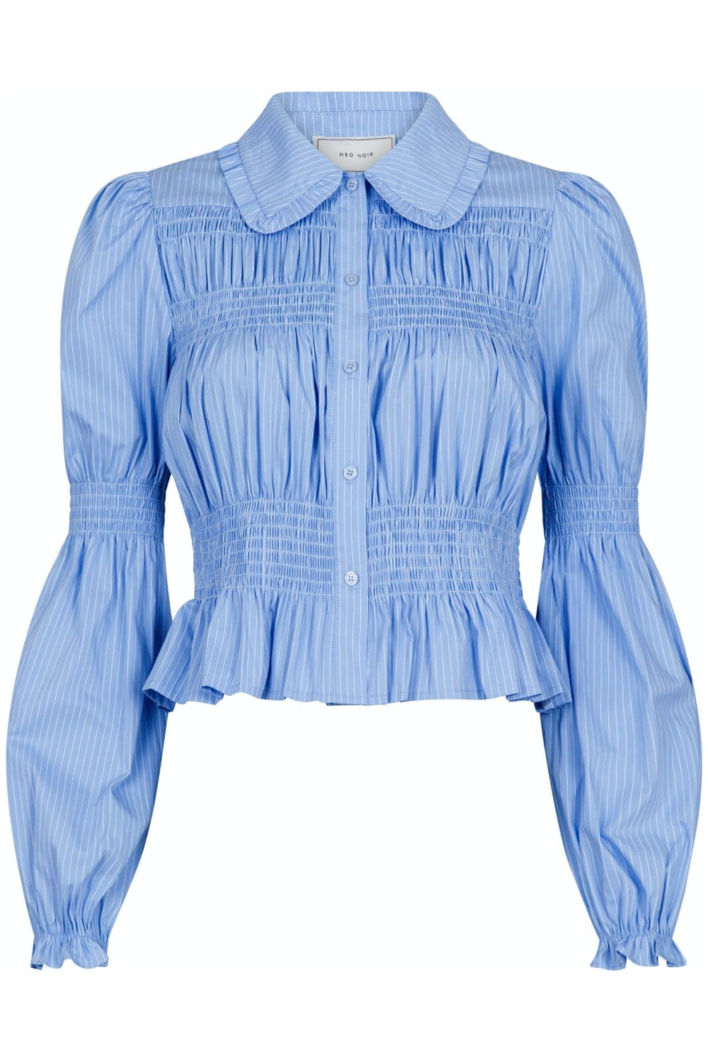 Forudbestilling - Neo Noir - Kella Stripe Smock Shirt - Light Blue Skjorter 
