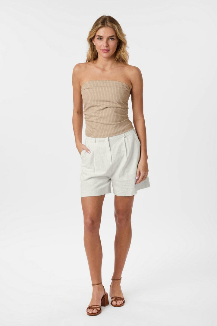 Neo Noir - Tyree Melange Pinstripe Top 165471 - 119 - Sand Melange