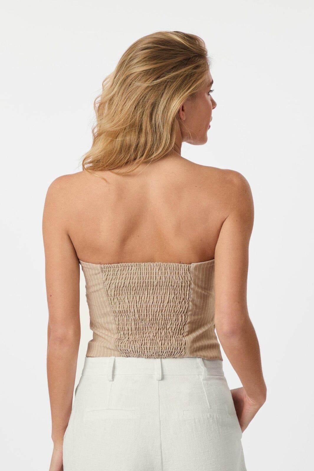 Neo Noir - Tyree Melange Pinstripe Top 165471 - 119 - Sand Melange