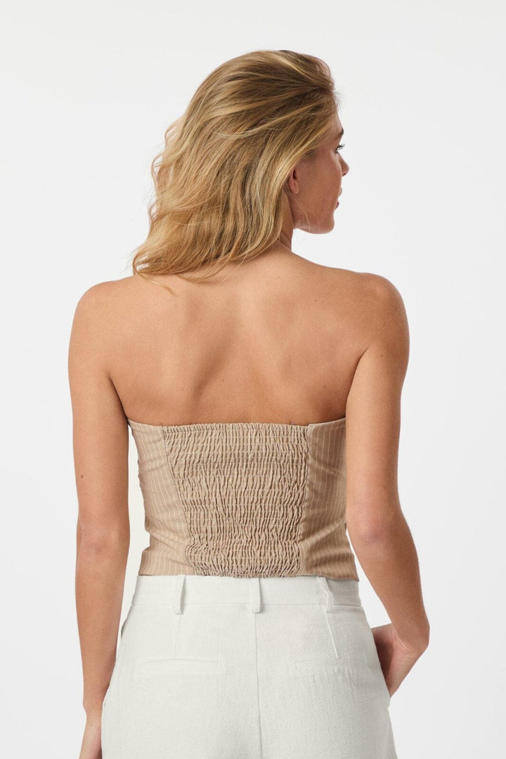 Neo Noir - Tyree Melange Pinstripe Top 165471 - 119 - Sand Melange