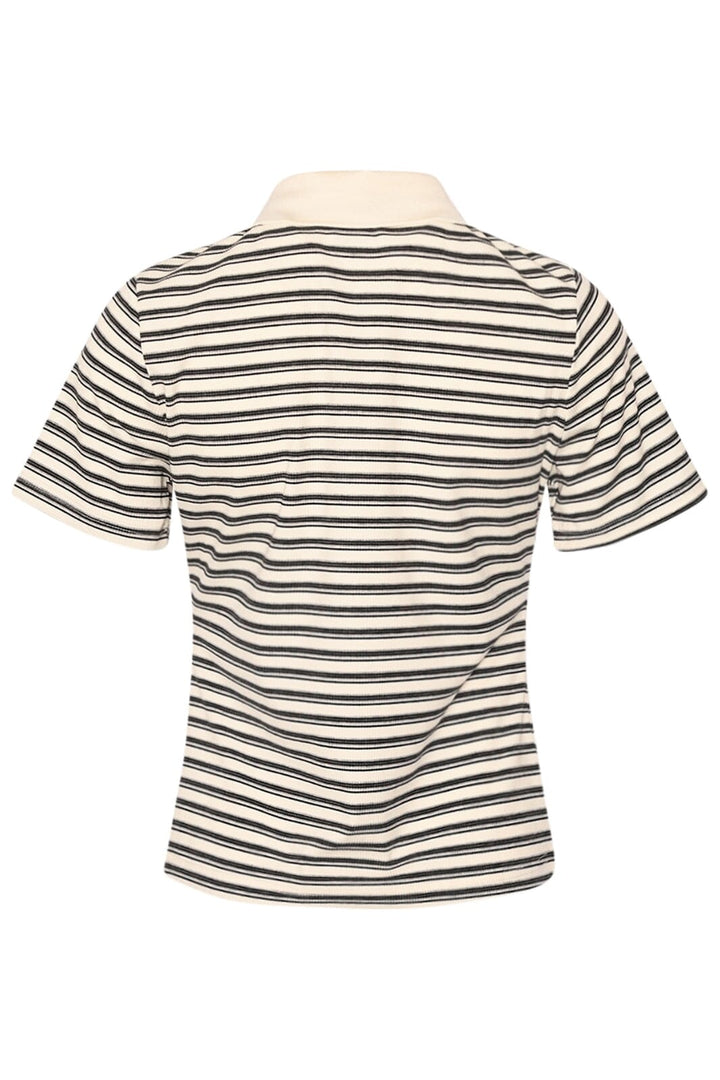 Noella - Leyna Polo Top 13670001 - 1352 - Sugar Grey Stripe