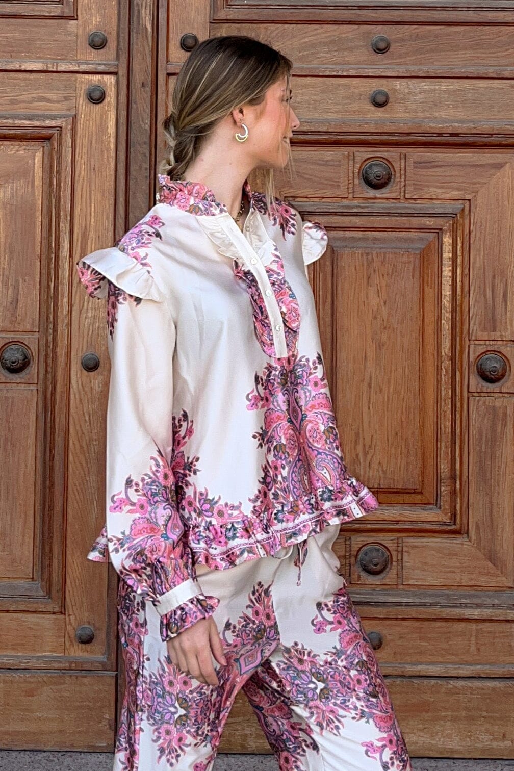 Forudbestilling - Noella - Reno Ruby Ruffle Blouse 14790003 - 1422 - Drusella Print Bluser 