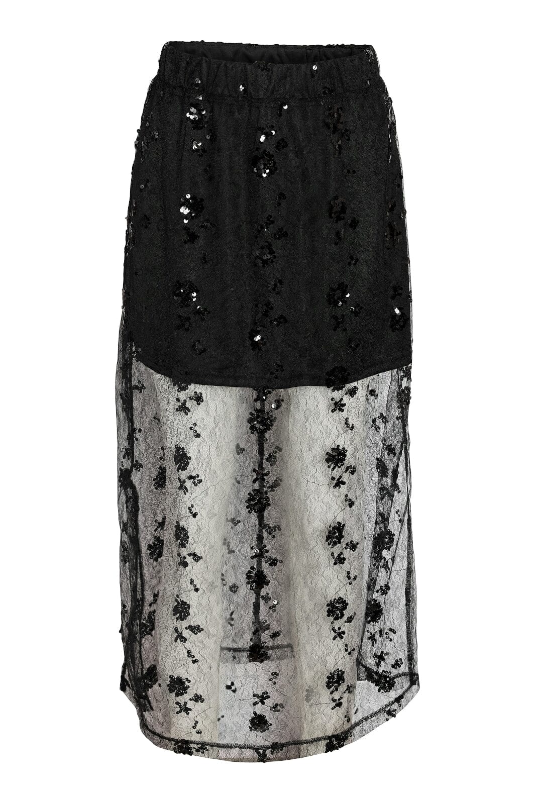 Forudbestilling - Noisy May - Nmzigga N/W Mesh Sequin Midi Skirt - 4953739 Black