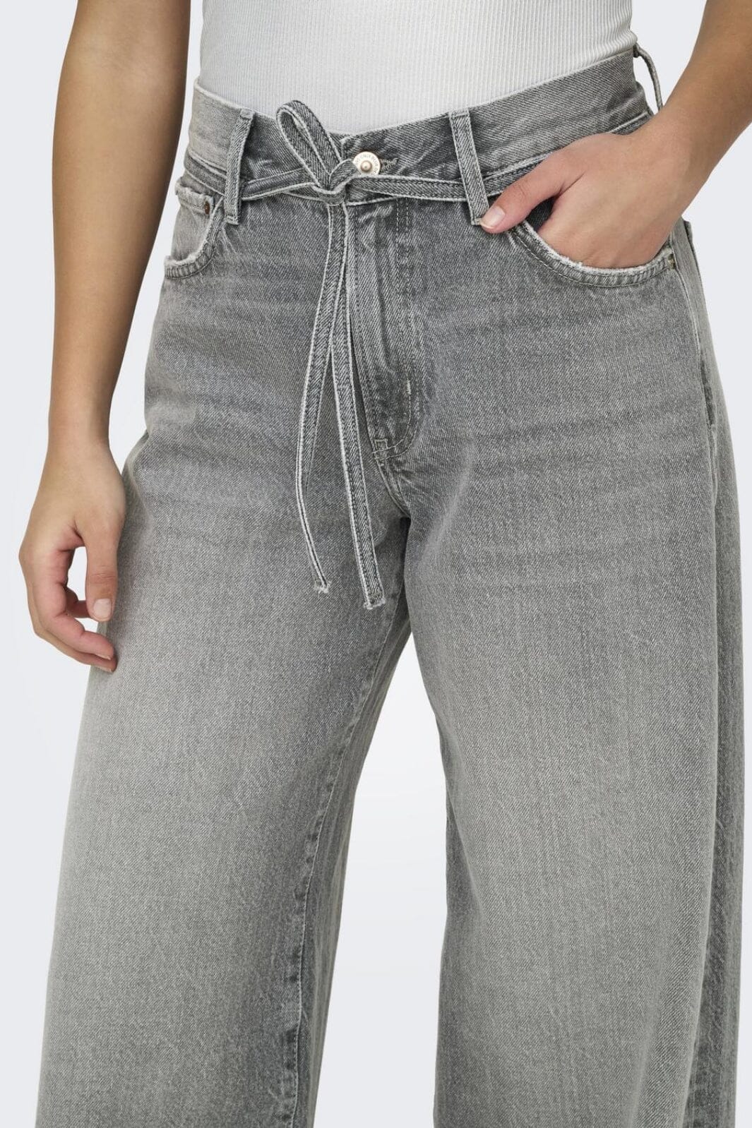 Forudbestilling - Only - Onlgianna Straight Jeans Dot757 - 4645300 Medium Grey Denim Jeans 