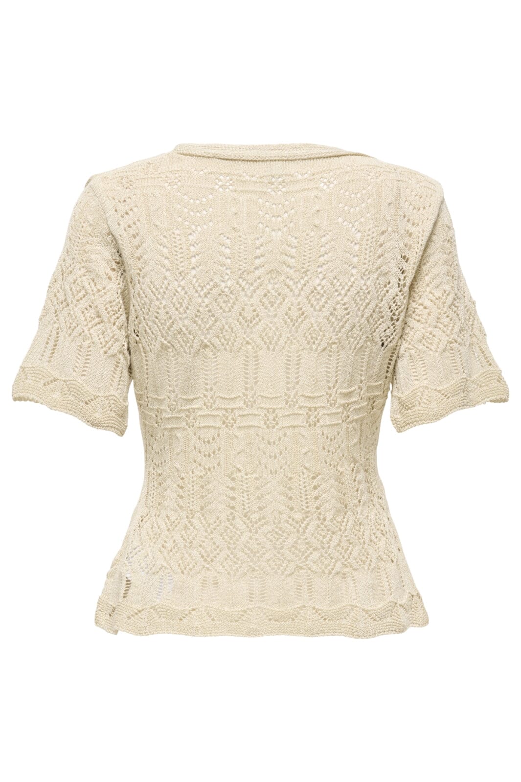 Forudbestilling - Only - Onllovely Ss Glitter Button Top Knt - 4915647 Cloud Dancer Gold