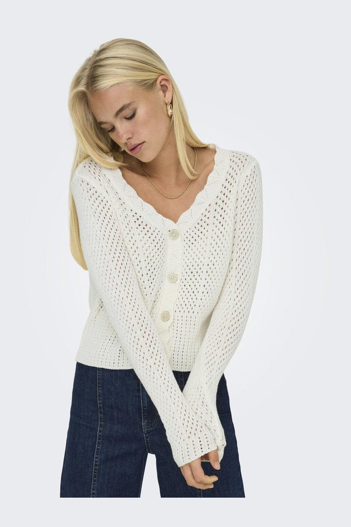 Only - Onlroselia Ls V-Neck Cardi Knt - 4661180 Cloud Dancer