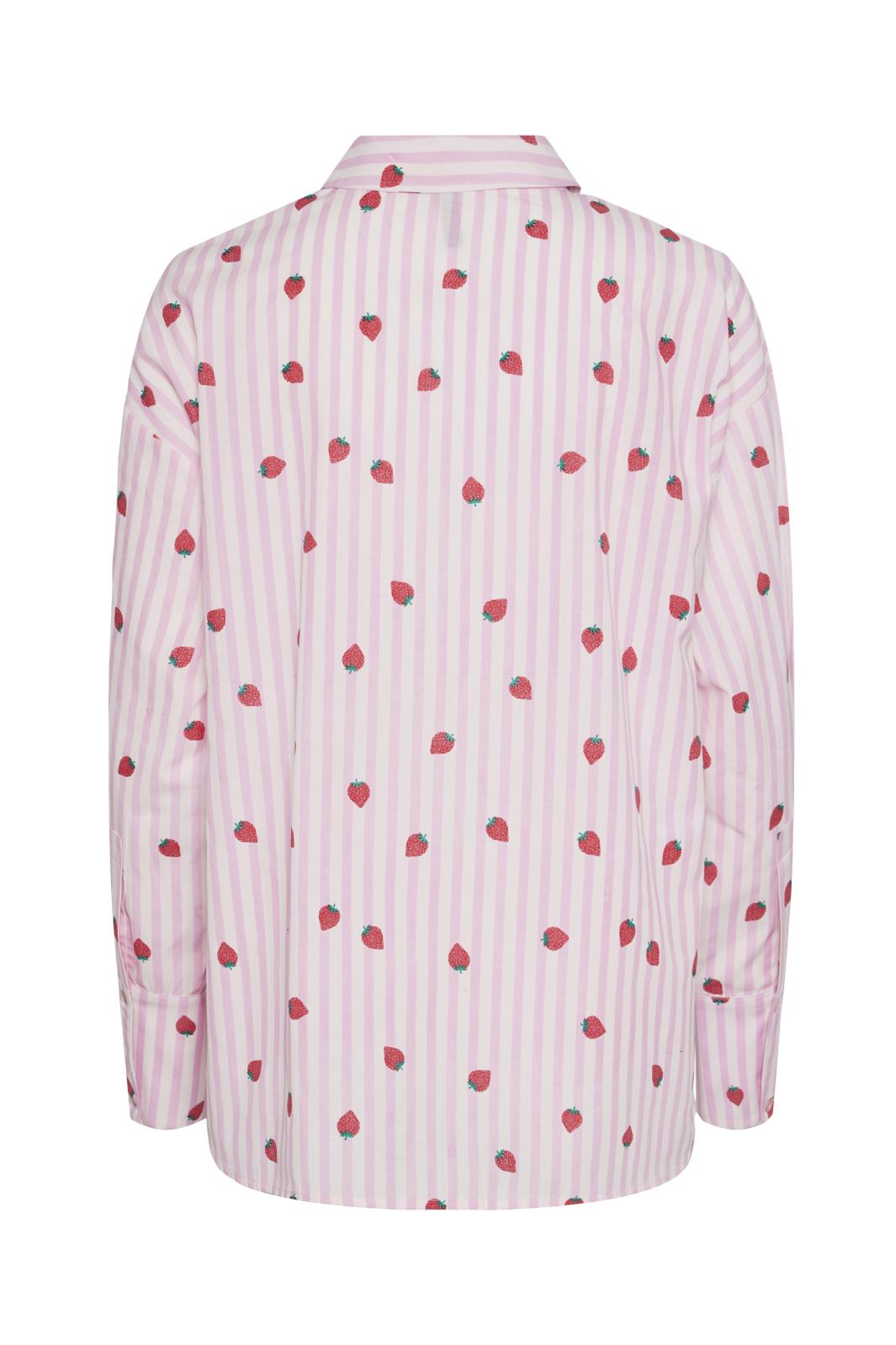 Pieces - Pcberry Ls Loose Shirt - 4624768 Party Pink Stripes And Strawberries
