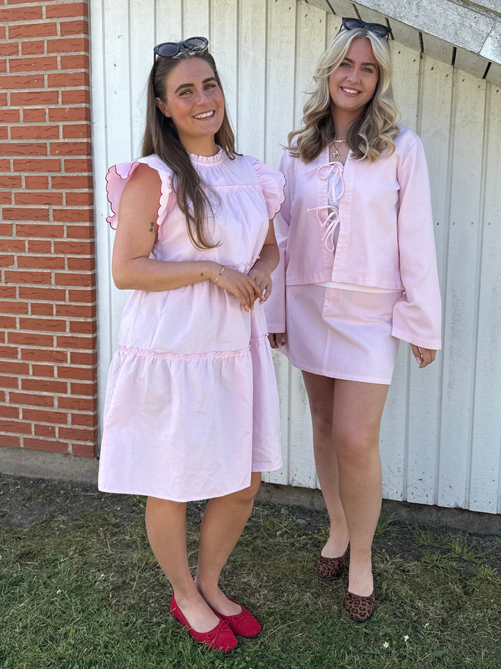 Forudbestilling - Pieces - Pcflora Ls Denim Tie Shirt Fsy - 4972045 Pink-A-Boo Skjorter 
