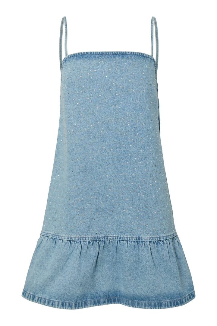 Pieces - Pcnoel Short Slip Denim Dress Fsy - 4936547 Light Blue Denim Rhine Stones
