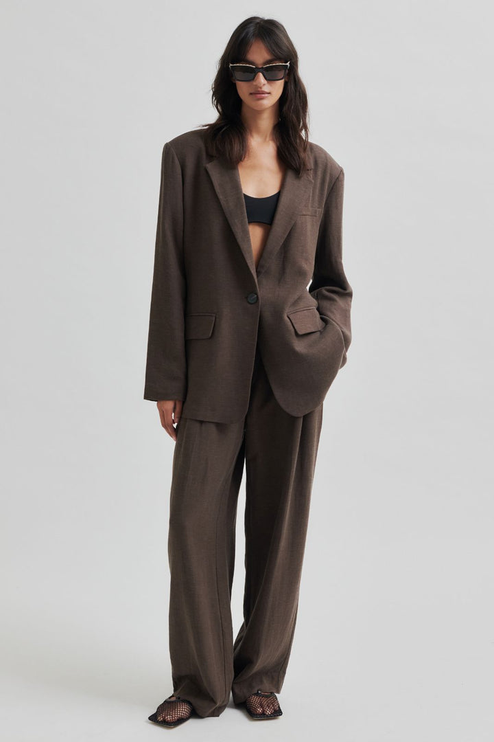 Forudbestilling - Second Female - Lino New Fit Blazer 59725 - Chocolate Brown Blazere 