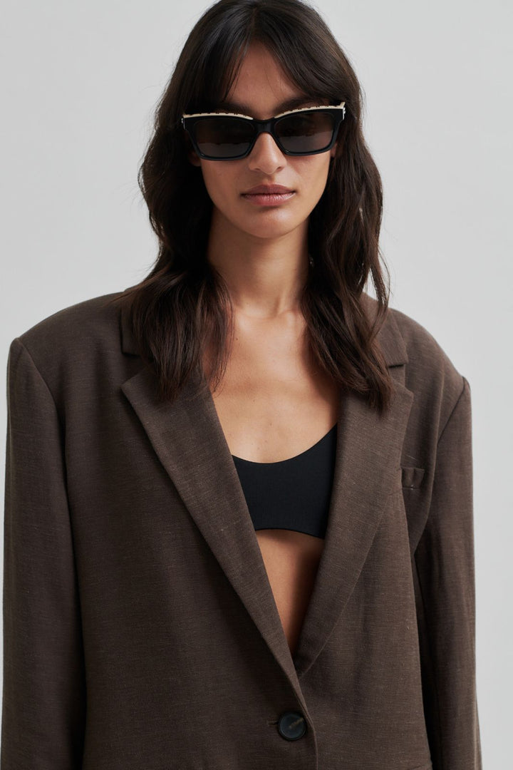 Forudbestilling - Second Female - Lino New Fit Blazer 59725 - Chocolate Brown Blazere 