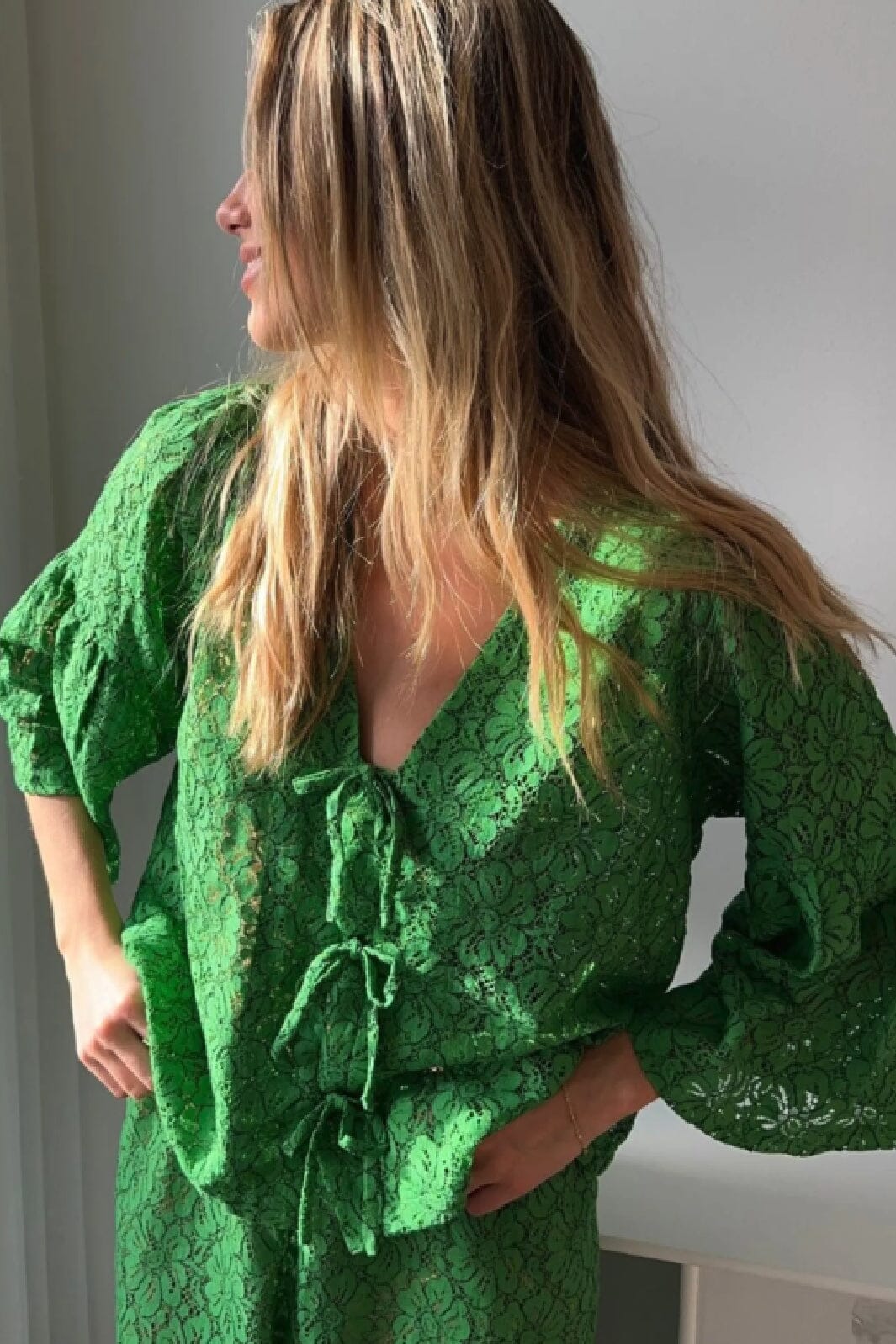 Forudbestilling - Sissel Edelbo - Lace Leftover Top - Green Toppe 