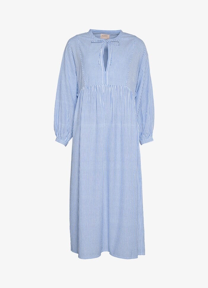 Forudbestilling - Sissel Edelbo - Vera Leftover Cotton Dress SE 1219 - Light Blue & White Kjoler 