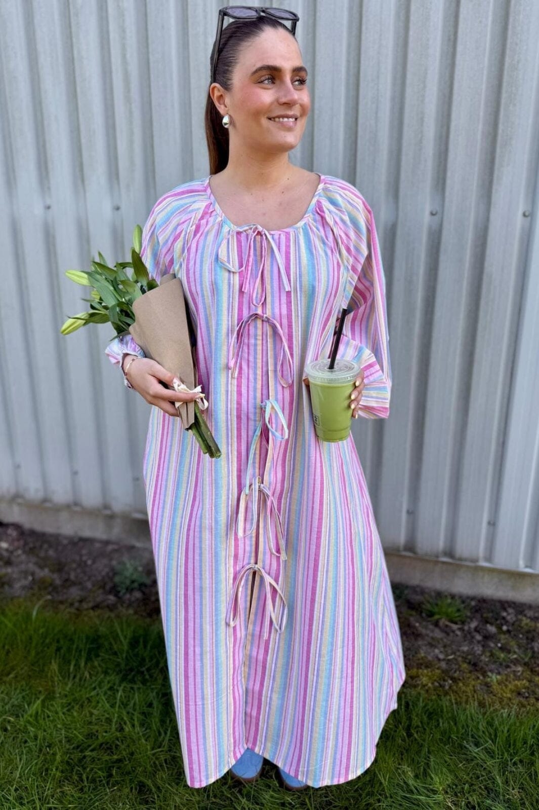 Forudbestilling - Sissel Edelbo x Molly&My - Stinne Dress SE 1724 - Pink Stripes Kjoler 