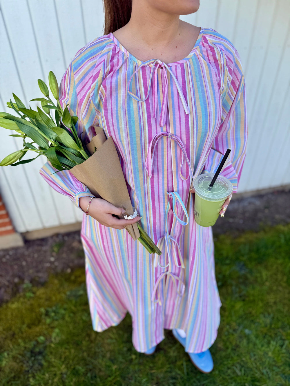 Forudbestilling - Sissel Edelbo x Molly&My - Stinne Dress SE 1724 - Pink Stripes Kjoler 