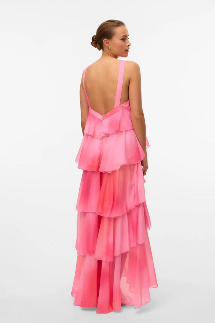 Forudbestilling - Vero Moda - Vmfelicia Sl Ruffle Maxi Dress - 4783973 Cherry Blossom Tie Dye Aop