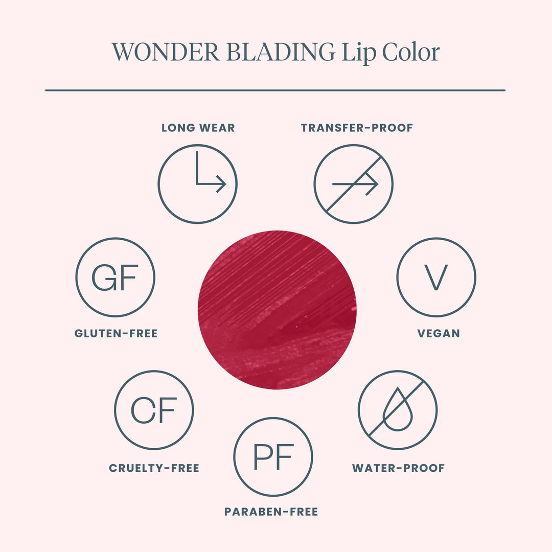 Forudbestilling - Wonderskin - Wonder Blading Lip Stain Kit DIVINE - Divine (Burgundy Red) Læbestift 