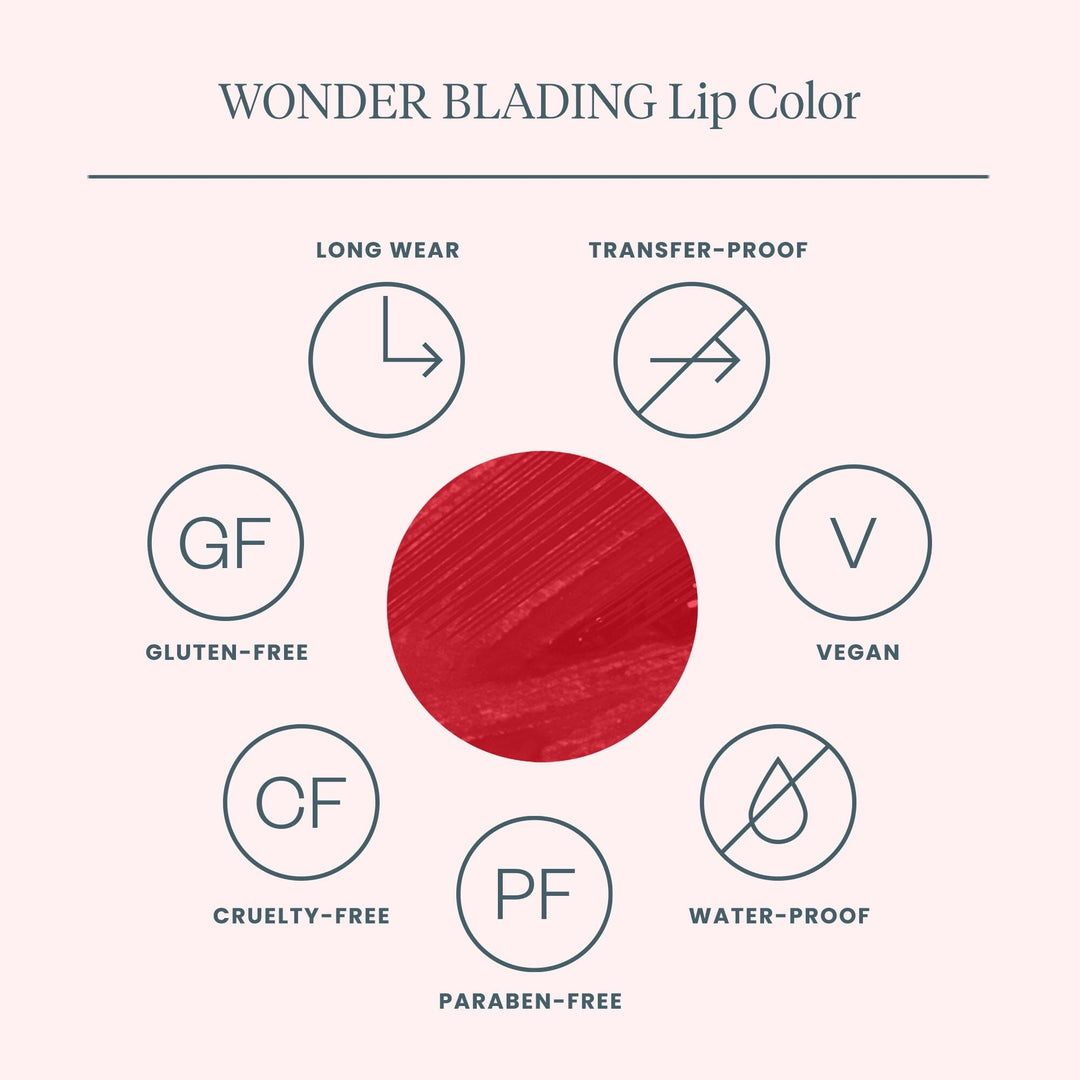 Forudbestilling - Wonderskin - Wonder Blading Lip Stain Kit Hayley - Hayley (Rich Neutral Red) Læbestift 