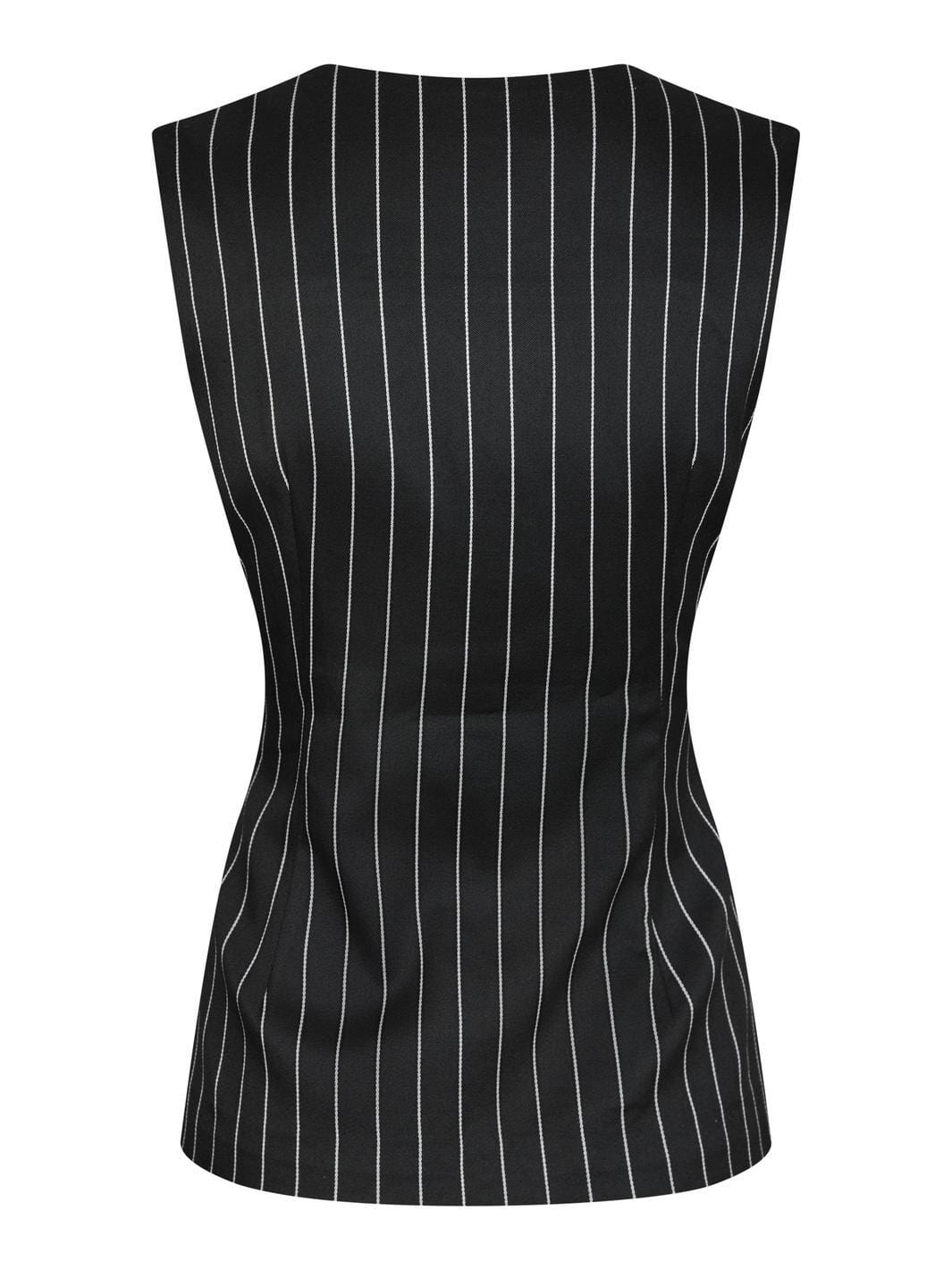 Forudbestilling - Yellow Lane - Alva Stripe Waistcoat 165673 - 100 - Black Veste 