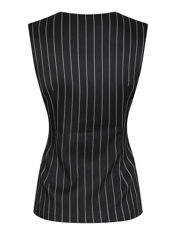 Forudbestilling - Yellow Lane - Alva Stripe Waistcoat 165673 - 100 - Black Veste 