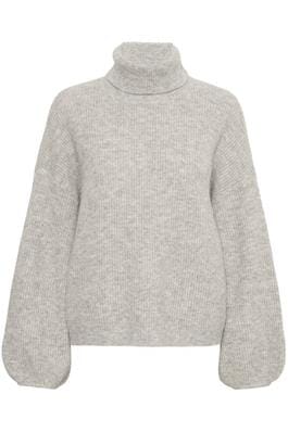 Gestuz - AlphaGZ ls rollneck - Light grey melange Strikbluser 