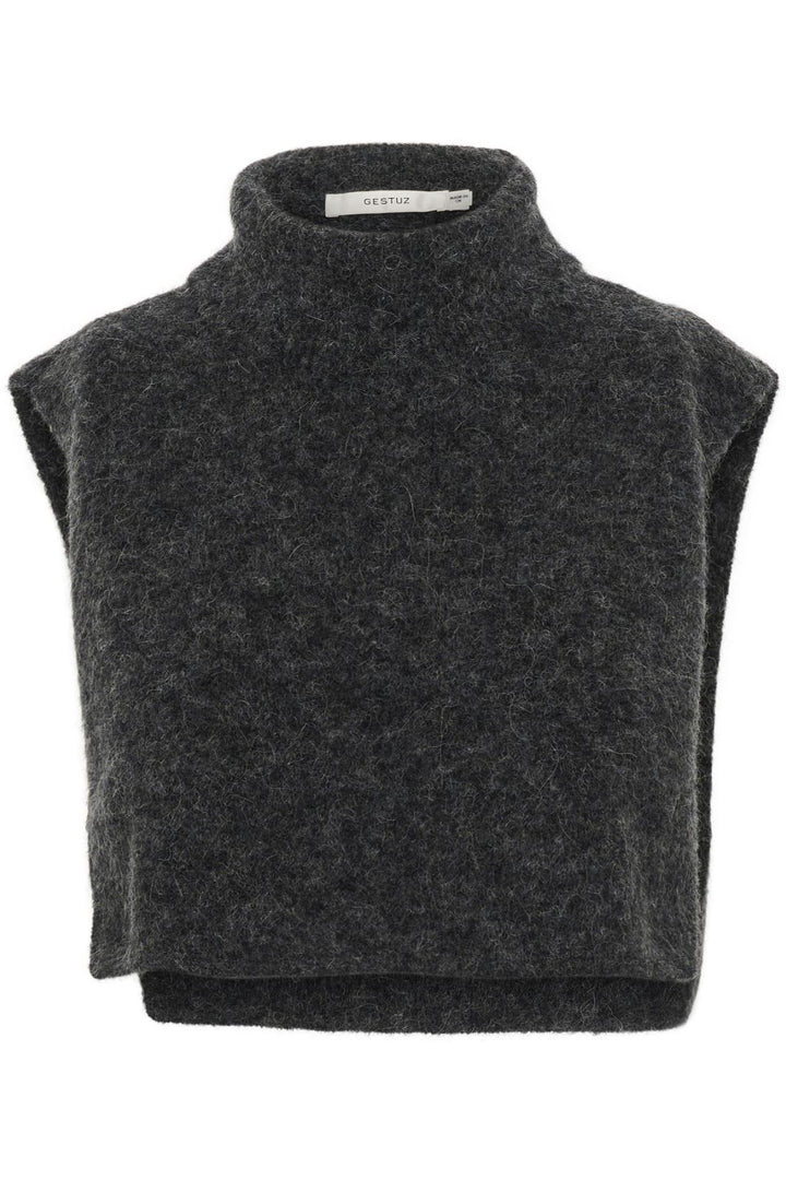 Gestuz - Gzalpha Open-Side Rollneck 10910452 - 106286 - Charcoal Melange Toppe 