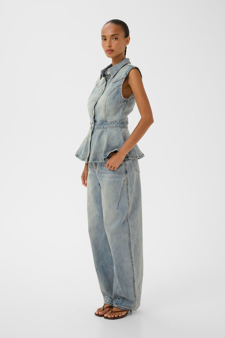 Gestuz - Gznoma Sl Shirt 10911187 - 109408 - Vintage Mid Blue Wash Skjorter 