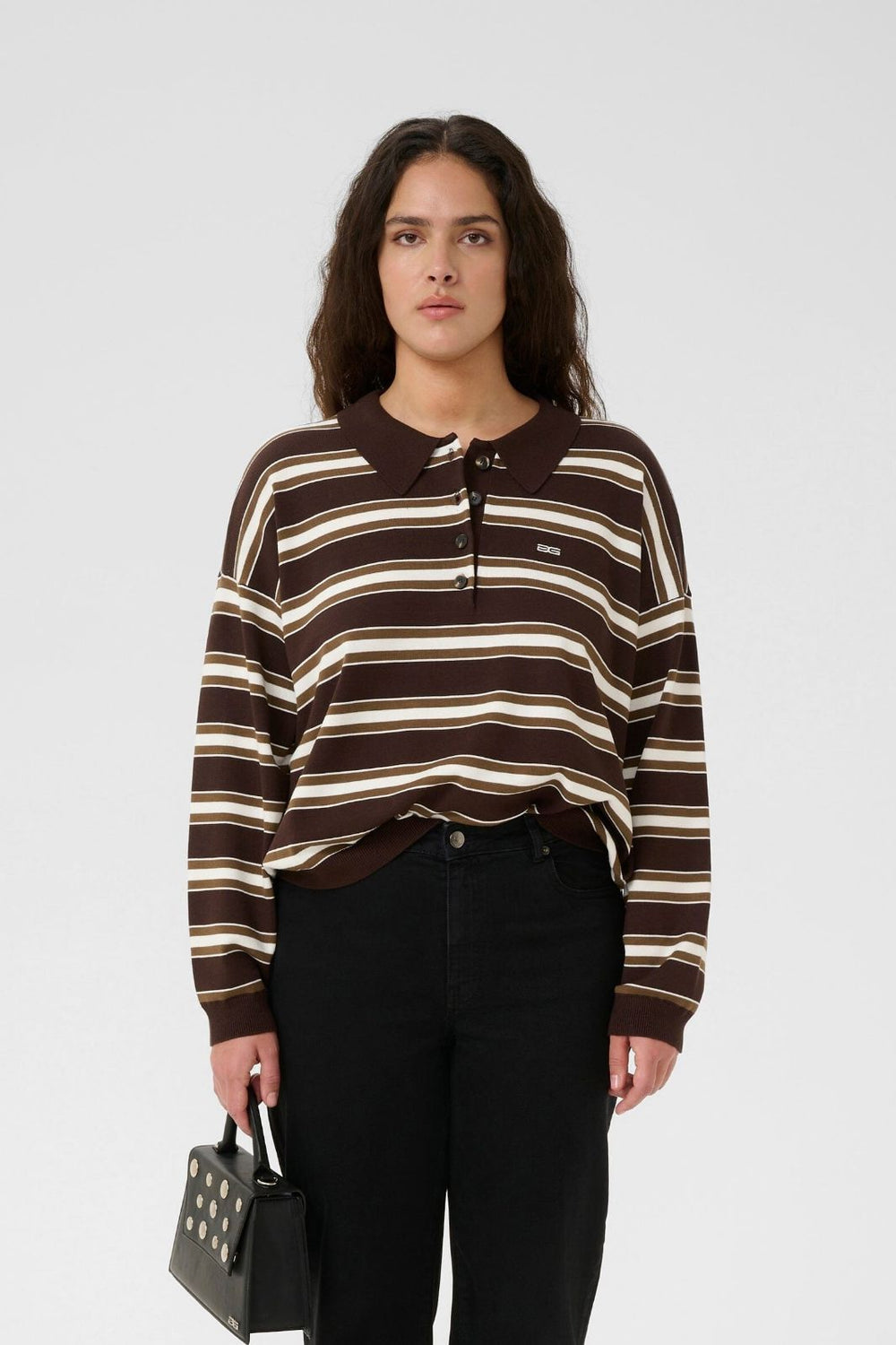 Gestuz - Gzpaige Polo Pullover 10910655 - 108478 - Molé/Dark Beech/Egret Strikbluser 