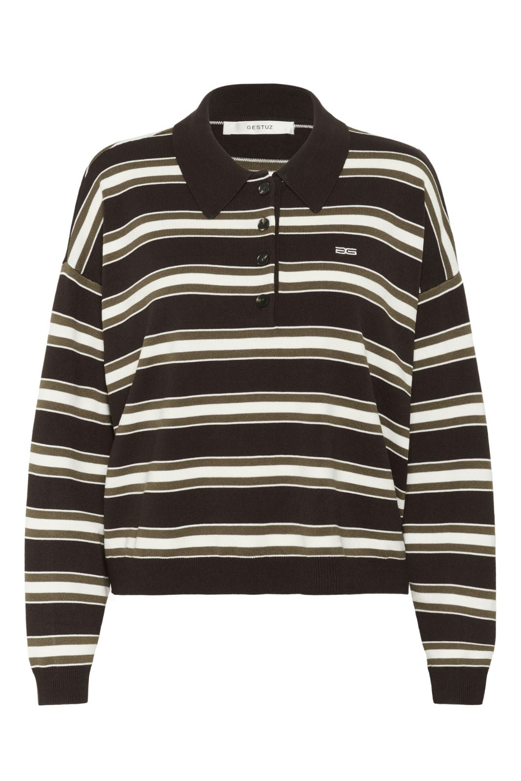 Gestuz - Gzpaige Polo Pullover 10910655 - 108478 - Molé/Dark Beech/Egret Strikbluser 