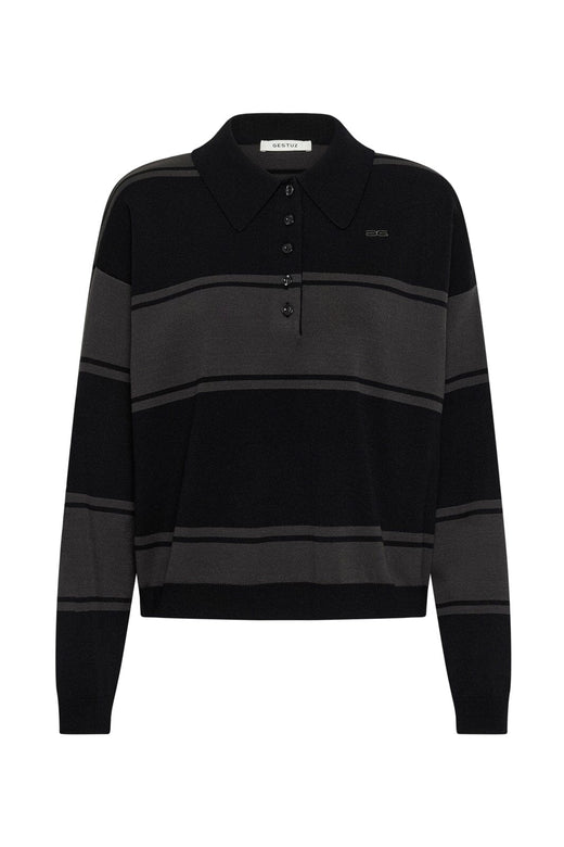 Gestuz - Gzsilda Polo Pullover 10911513 - 109930 - Black/Raven Striped